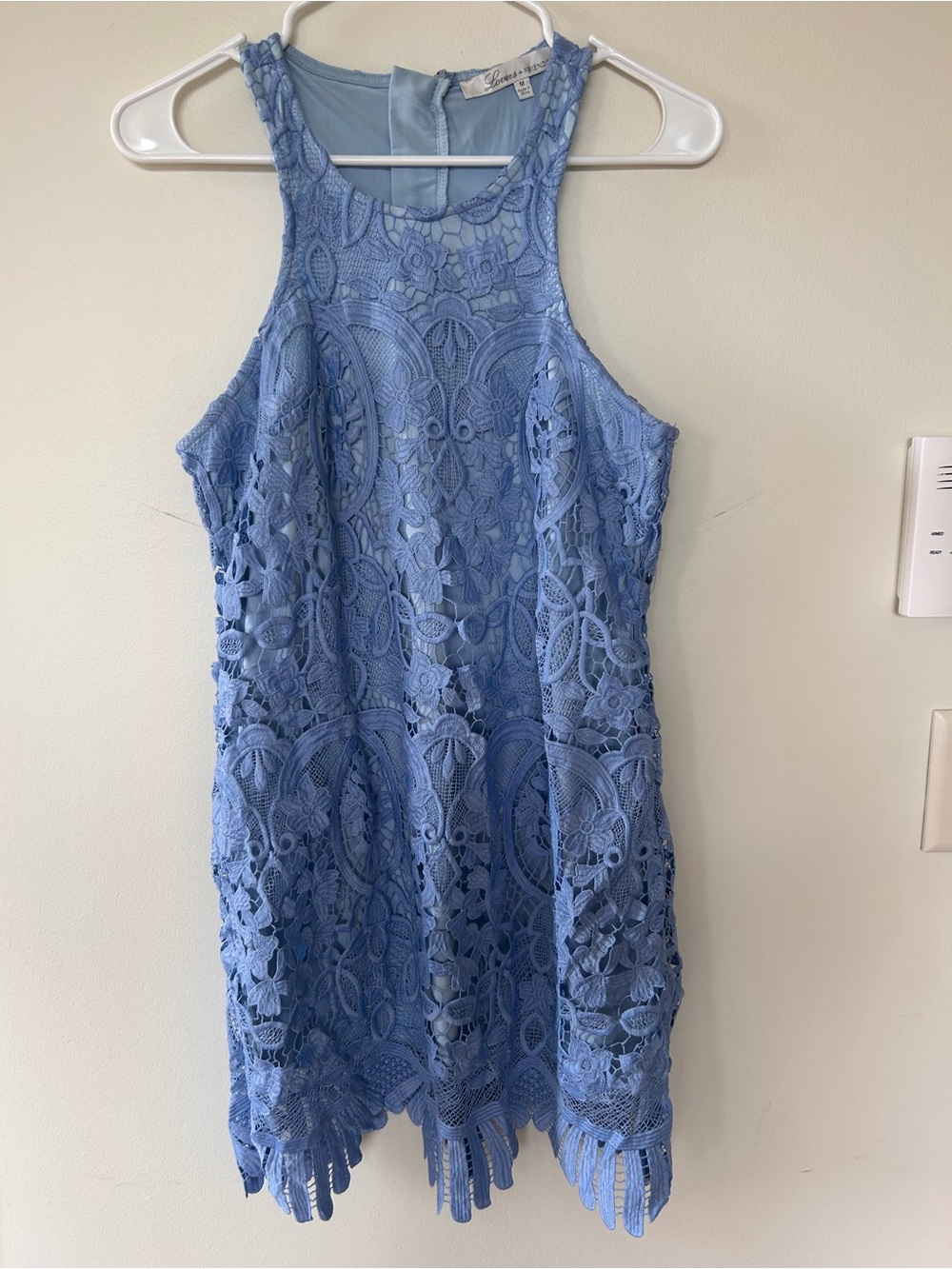 Lovers + Friends M Sleeveless Lace Mini Dress - Light Blue